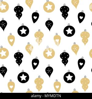 cute balck and gold christmas balls seamless vector pattern background illustration Stock Vector