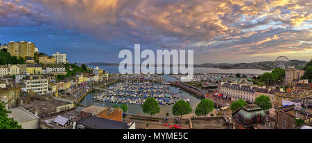 GB - DEVON: Torquay harbour & town at sunset  (HDR Image) Stock Photo