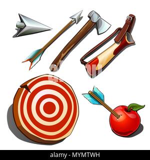Set of subjects for competitions on accuracy isolated on white background. Vector cartoon close-up illustration. Stock Vector