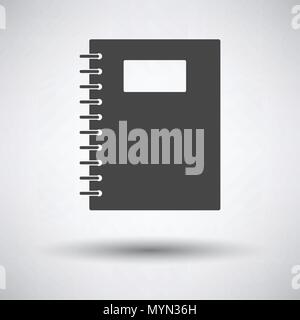 Exercise book with pen icon on gray background, round shadow. Vector illustration. Stock Vector