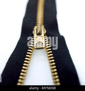 Black zipper on white background Stock Photo