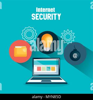 laptop with internet security icons vector illustration design Stock Vector