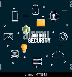 internet security set icons vector illustration design Stock Vector