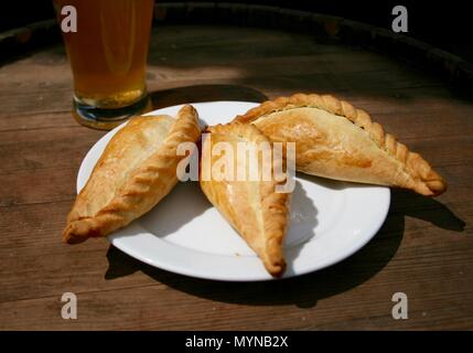 Kibinai, traditional lithuanian food, pastries filled with mutton and onion, popular with Karaite ethnic minority in Trakai, Lithuania Stock Photo