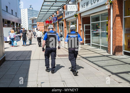 Two Police Community Support Officers in the town centre at Thornaby,England,UK Stock Photo