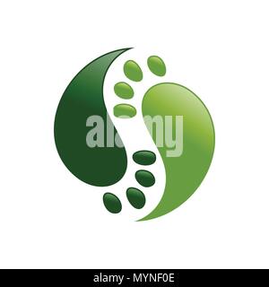 Yin Yang Foot Prints Vector Symbol Graphic Logo Design Stock Vector