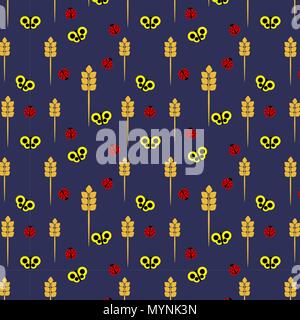 Seamless pattern of ladybirds and butterflies Stock Vector