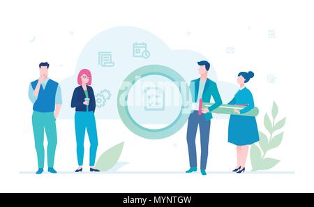 Cloud search - flat design style colorful illustration Stock Vector