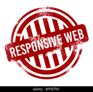 Responsive Web Design - red grunge button, stamp Stock Photo