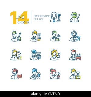 Professions - set of line design style icons Stock Vector