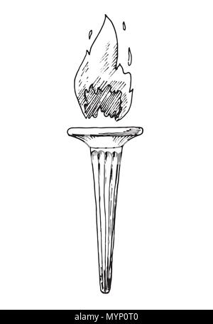 Sketch of  torch isolated on a white background. Vector Stock Vector