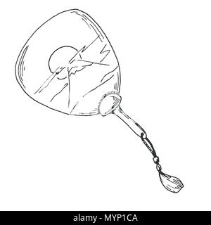Sketch of a paper fan. Vector illustration. Stock Vector