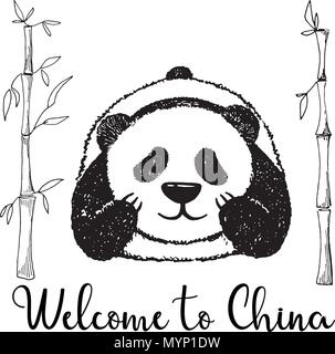 Esboço Panda Desenhos Animados Ilustração Vetorial Texto Bem Vindo China  imagem vetorial de nadiia.kud.gmail.com© 198841054