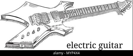 Download Close up of lying black electric guitar isolated on white ...