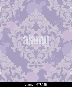 Vector Damask Seamless Background with 3d Floral Pattern for Greeting ...