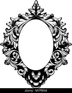 Round Frame Vector. Classic rich ornamented carved decors. Baroque  sophisticated design Stock Vector Image & Art - Alamy