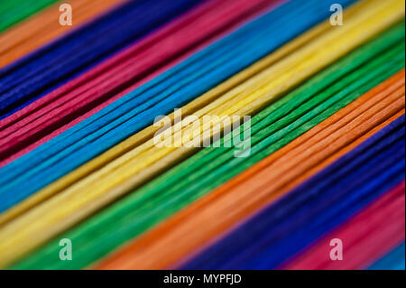 Close-up of multicolored sticks creating abstract patterns. Stock Photo