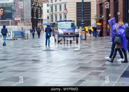 Vienna, Austria - October 22, 2017: Police car in front of the Cathedral of St. Stephen at Stefanplatz Stock Photo