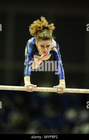 Visa Federation of International Gymnastics (FIG) - Francesca Deagostini of Italy performs on the Uneven Bars during the Women's Artistic Olympic qualification event at the O2 Arena  London 11 January 2012 --- Image by © Paul Cunningham