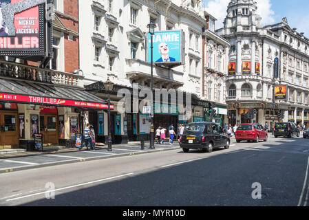 Lyric, Apollo and Gielgud theatres, Shaftesbury Avenue, Soho, London, England, UK