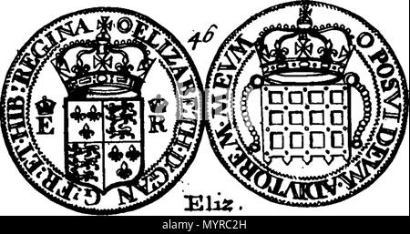 . English: Fleuron from book: An historical account of English money, from the conquest, to the present time; including those of Scotland, from the union of the two Kingdoms in King James I. The second edition, with great additions and improvements, Tables of Gold and Silver Money, and Six New Cuts. By Stephen Martin-Leake, Esq; Clarenceux King of Arms. 335 An historical account of English money Fleuron T148511-36 Stock Photo