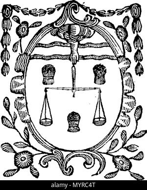 . English: Fleuron from book: An historical account of the blue blanket; or, craftsmens banner: containing the fundamental principles of the good-town; with the powers and prerogatives of the crafts of Edinburgh, &c. The second edition, enlarged: and adorned with the fourteen incorporations' arms. 336 An historical account of the blue blanket; or Fleuron T105839-12 Stock Photo