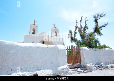 Church of Chiu Chiu, a little village in the Atacama Desert near Calama in northern Chile Stock Photo