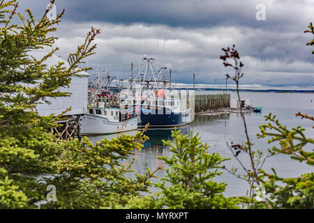 Lobster boats in harbour, Shelburne, Nova Scotia, Canada Stock Photo