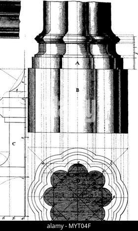 . English: Fleuron from book: Ancient architecture, restored, and improved, by a great variety of grand and usefull designs, entirely new in the gothick mode for the ornamenting of buildings and gardens ... Exquisitely engraved on LXIV large quarto copper-plates ... by Batty and Thomas Langley ... 355 Ancient architecture Fleuron T114212-15 Stock Photo