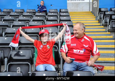 Liberty Stadium, Swansea, Wales, 7th June 2018: Welsh fans ahead of the FIFA Women's World Cup Qualifying Group A match between Wales Women and Bosnia Herzegovina Women, at The Liberty Stadium. © David Partridge / Alamy Live News Stock Photo