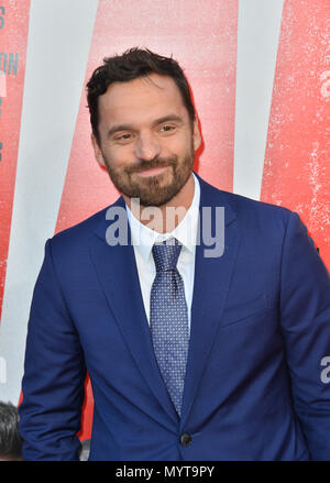 Los Angeles, USA. 7th June, 2018. Jake Johnson at the world premiere for 'TAG' at the Regency Village Theatre. Picture: Sarah Stewart Credit: Sarah Stewart/Alamy Live News Stock Photo