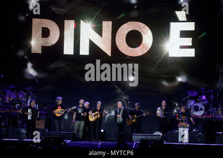 Naples, Italy. 7th June, 2018. Nccp performs during 'Pino è' tribute concert at Pino Daniele, Italian singer dead in 2015,  Naples 07 june 2018 Credit: agnfoto/Alamy Live News Stock Photo