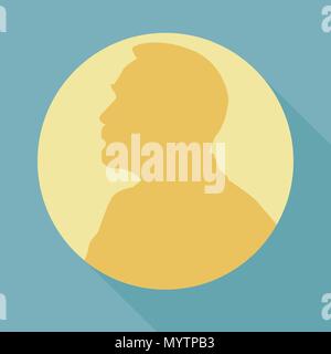 Stylized Nobel medal. Silhouette of Nobel in a flat style. Vector illustration. Stock Vector
