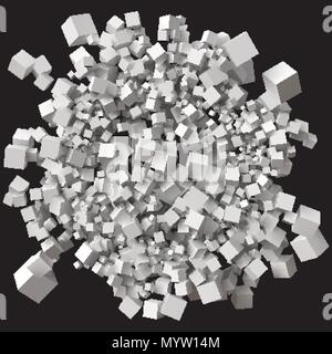 pile of different sized white cubes. 3d style vector illustration Stock Vector