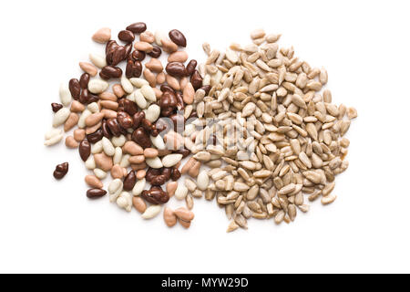 Chocolate covered sunflower seeds isolated on white background. Stock Photo