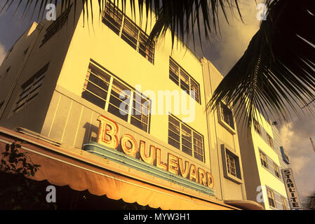 1992 HISTORICAL BOULEVARD HOTEL OCEAN DRIVE SOUTH BEACH ART DECO DISTRICT MIAMI BEACH FLORIDA USA Stock Photo