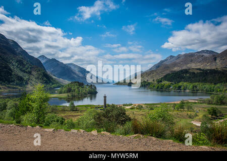 Glenfinnan is a hamlet in Lochaber area of the Highlands of Scotland. View point over the Loch Shiel. Stock Photo