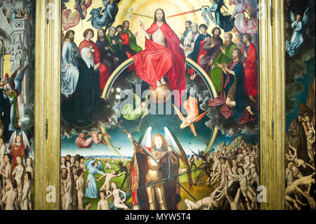 The Last Judgment triptych painted by German painter Hans Memling between 1467 and 1471 for Angelo Tani, an agent of the Medici at Bruges, captured at Stock Photo