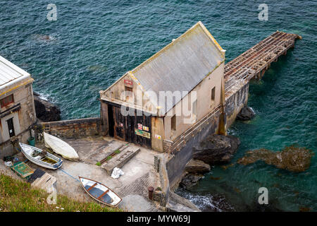 Old Polpeor Cove Lifeboat station (built 1914, closed 1961) at Lizard Point, Cornwall, England Stock Photo