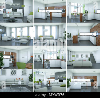 Set of modern Loft Interior design Stock Photo