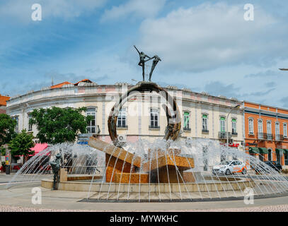 Roundabout water fountain at the entrance of Loule city in the Algarve region of Portugal Stock Photo