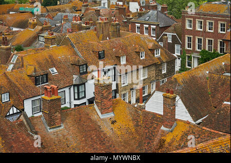 The old town of Rye seen from the top of the church tower Stock Photo