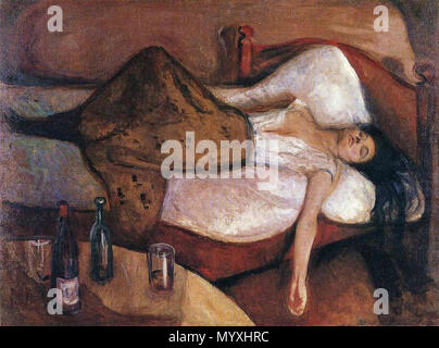 . The Day After  . between 1894 and 1895.   Edvard Munch  (1863–1944)       Alternative names E. Munch; ?dvard Munk; Edward Munch; Munch; eduard munch; edv. munch; edward munch  Description Norwegian painter and graphic artist  Date of birth/death 12 December 1863 23 January 1944  Location of birth/death Løten (Norway) Ekely (Norway)  Work period 1883–1944  Work location Oslo, Paris, Berlin, Lübeck, Nice, Ekely, Kragerø  Authority control  : Q41406 VIAF:?61624802 ISNI:?0000 0001 2135 7541 ULAN:?500032949 LCCN:?n79006348 NLA:?35368296 WorldCat 28 Edvard Munch-The Day After Stock Photo