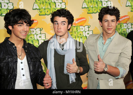 Jonas Brothers  - NickelOdeon 22th Kids Choice Awards at the UCLA's Pauley Pavilion In Westwood, Los Angeles.JonasBrothers 28  Event in Hollywood Life - California, Red Carpet Event, USA, Film Industry, Celebrities, Photography, Bestof, Arts Culture and Entertainment, Celebrities fashion, Best of, Hollywood Life, Event in Hollywood Life - California, Red Carpet and backstage, Music celebrities, Topix, Couple, family ( husband and wife ) and kids- Children, brothers and sisters inquiry tsuni@Gamma-USA.com, Credit Tsuni / USA, 2006 to 2009 Stock Photo