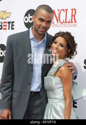 Evan Longoria-Parker and Tony Parker - 60th Annual Emmys Awards at the  Nokia Theatre in Los Angeles three quarters eye contact smile Longoria-ParkerEva  ParkerTony 16 Event in Hollywood Life - California, Red