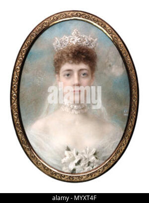 .  English: The Princess of Wales wearing the diamond tiara given to her by Albert Edward, Prince of Wales (later King Edward VII), as a wedding present, known as the Rundell Tiara.  . Portrait of Queen Alexandra when Princess of Wales (1844-1925) . 1884 21 Charles Turrell (1846-1932), Portrait of Princess Alexandra Stock Photo