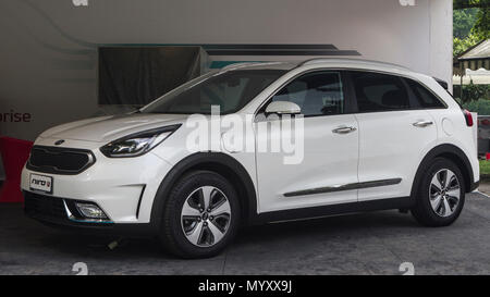 Turin, Italy. 07th June, 2018. A Kia Niro hybrid car. 2018 edition of Parco Valentino car show hosts cars by many automobile manufacturers and car designers inside Valentino Park in Torino, Italy Credit: Marco Destefanis/Pacific Press/Alamy Live News Stock Photo