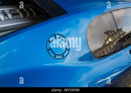 Turin, Italy. 07th June, 2018. Detail of concept car Bugatti 18/3 Chiron designed by Fabrizio Giugiaro in 1999 for Italdesign. Fourth edition of Parco Valentino car show hosts cars by many automobile manufacturers and car designers inside Valentino Park in Torino, Italy Credit: Marco Destefanis/Pacific Press/Alamy Live News Stock Photo