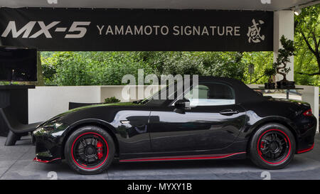 Turin, Italy. 07th June, 2018. A Mazda MX-5 Yamamoto. 2018 edition of Parco Valentino car show hosts cars by many automobile manufacturers and car designers inside Valentino Park in Torino, Italy Credit: Marco Destefanis/Pacific Press/Alamy Live News Stock Photo