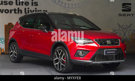 Turin, Italy. 07th June, 2018. A Seat Arona TSI. 2018 edition of Parco Valentino car show hosts cars by many automobile manufacturers and car designers inside Valentino Park in Torino, Italy Credit: Marco Destefanis/Pacific Press/Alamy Live News Stock Photo